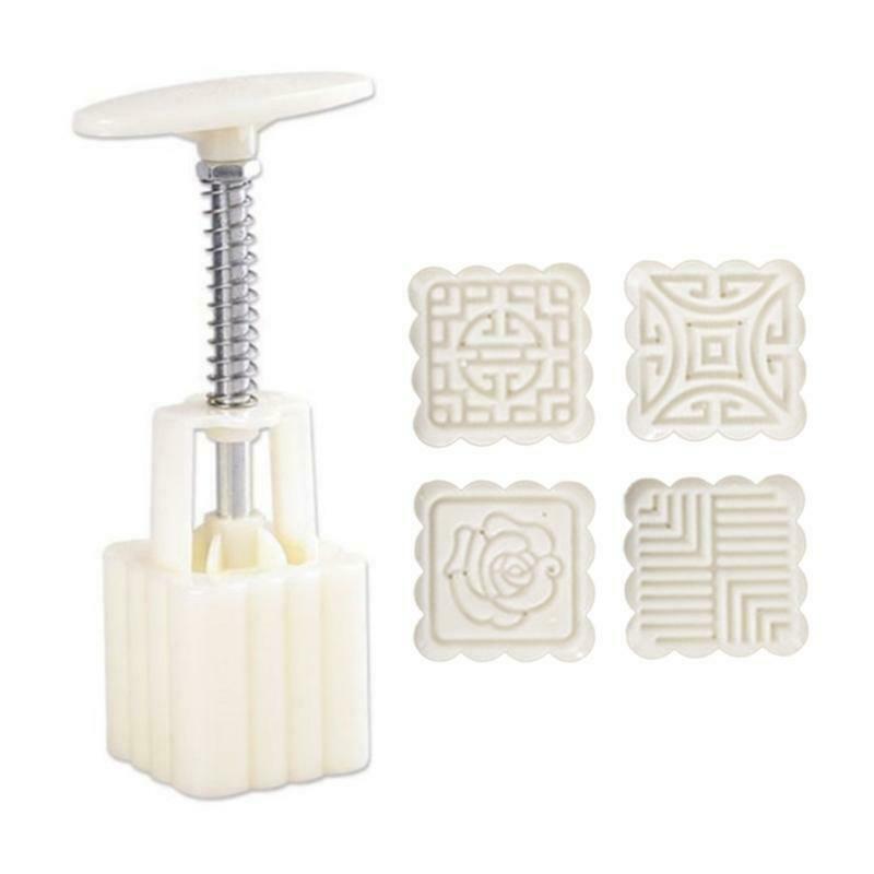 50g 4pcs Square Stamps Hand-Pressure Moon Cake Mould Mid Autumn Festival DIY