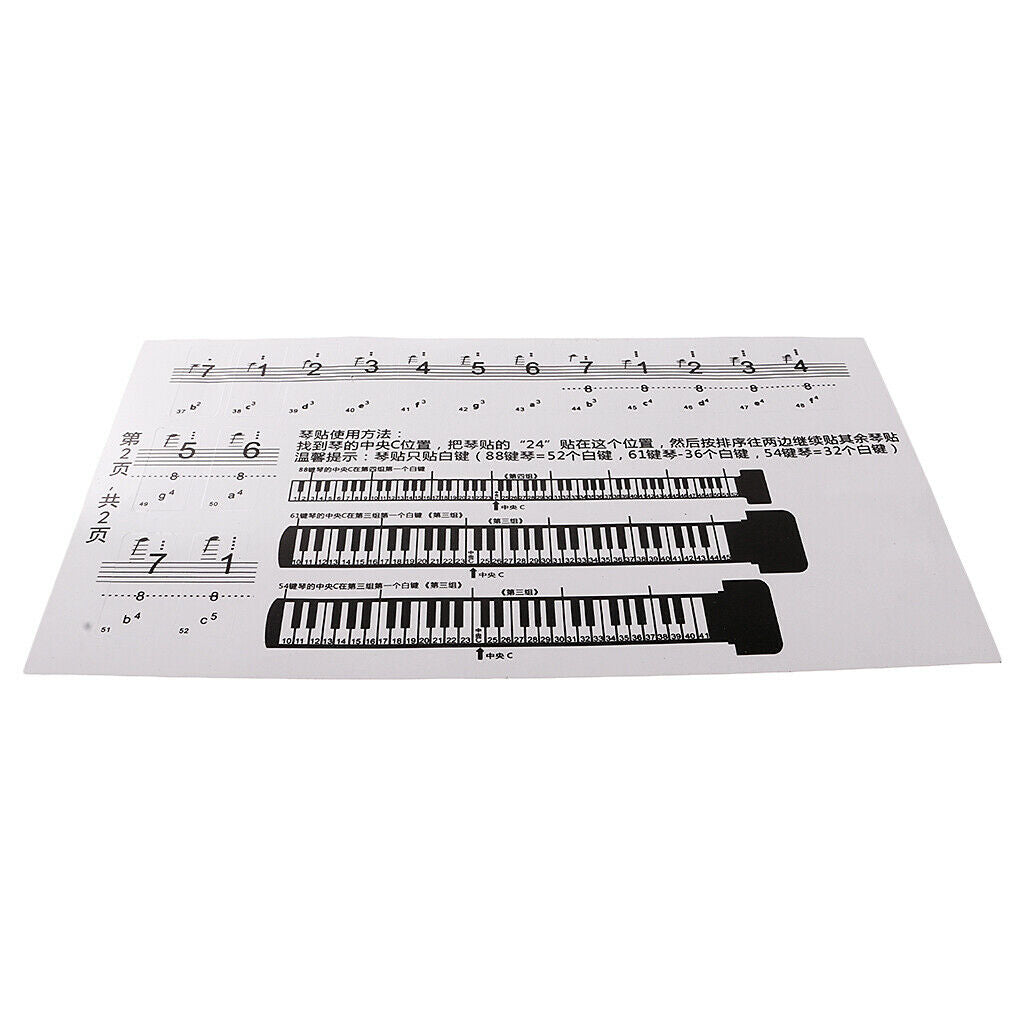 3pcs Stickers Keyboard / Piano Stickers Learning Tool For 88 Keys Piano