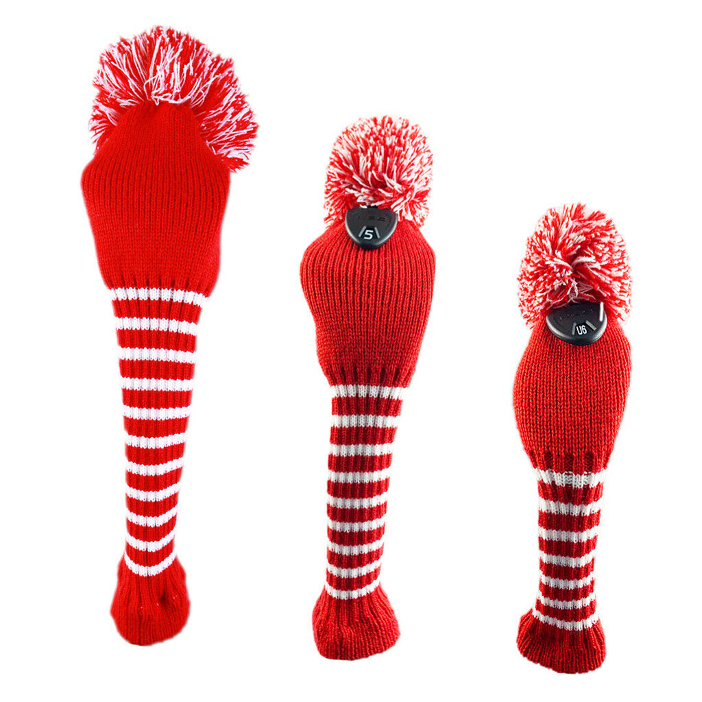 Golf Club 1 3 UT Driver Fairway Wood Head Covers Pom Pom Long Neck Headcovers -