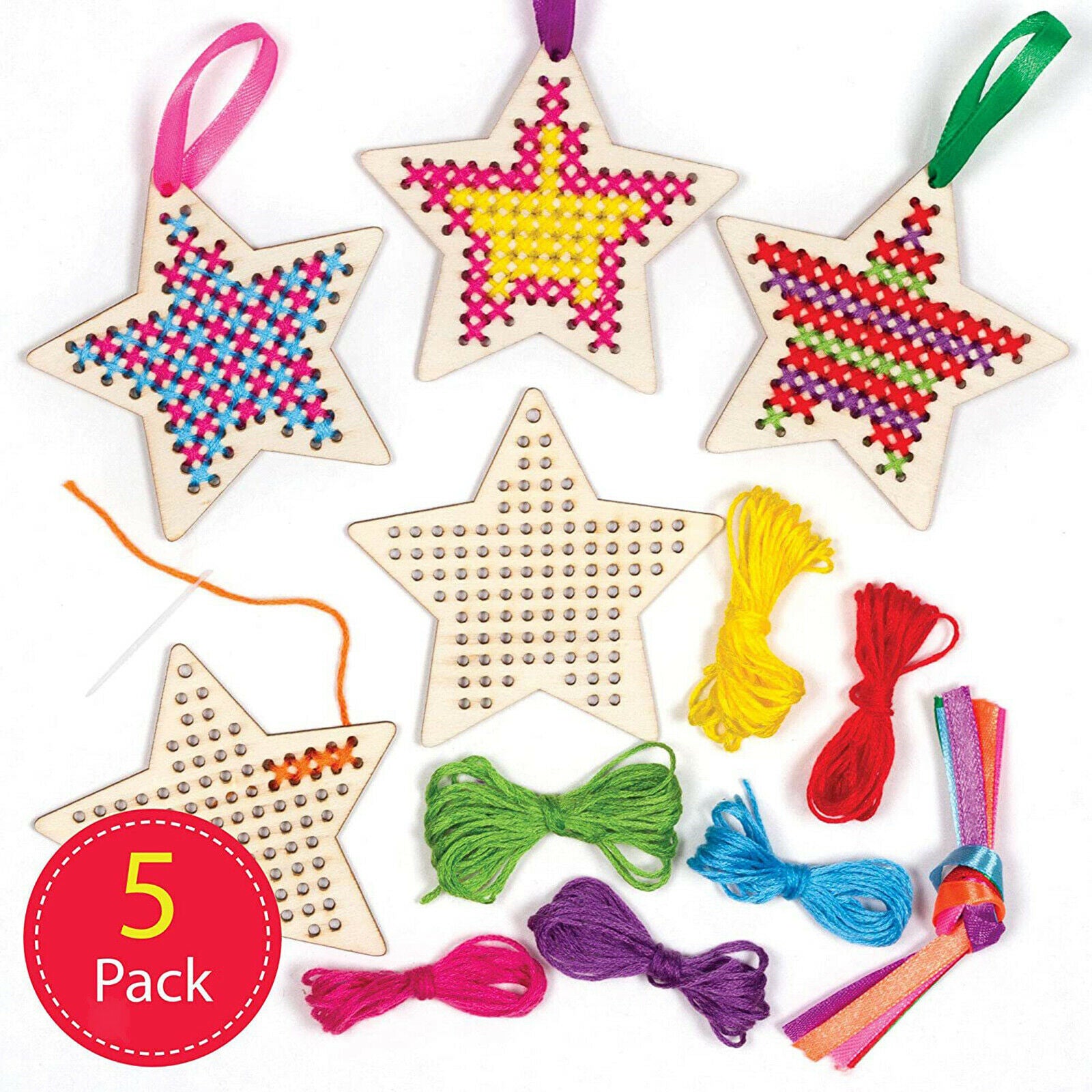 5x Multi-holes Cross Stitch Pendant Blank for Crafts DIY Counted Embroidery