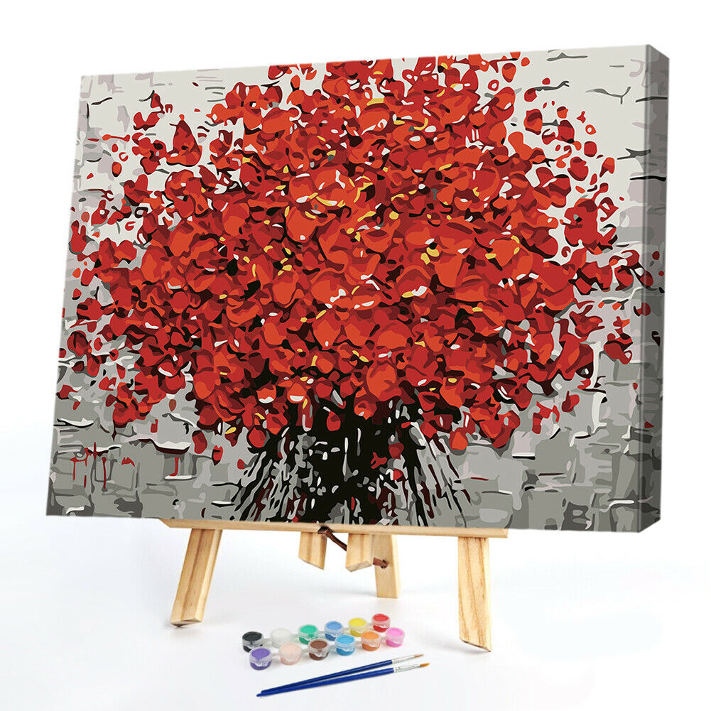 DIY Digital Oil Painting By Numbers Kits Flower in Full Bloom Picture Decor @