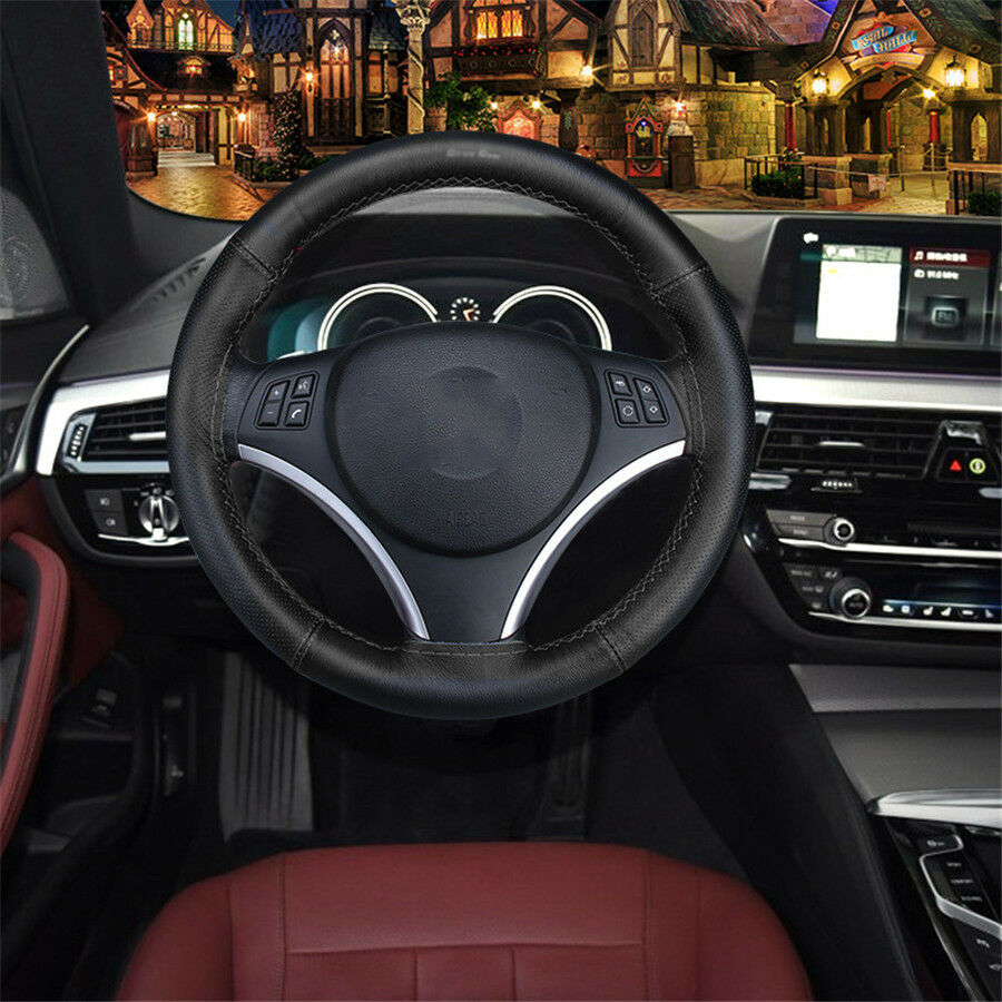 Handmade Sewing Steering Wheel Cover Soft Real Leather Braid With Needle&Thread