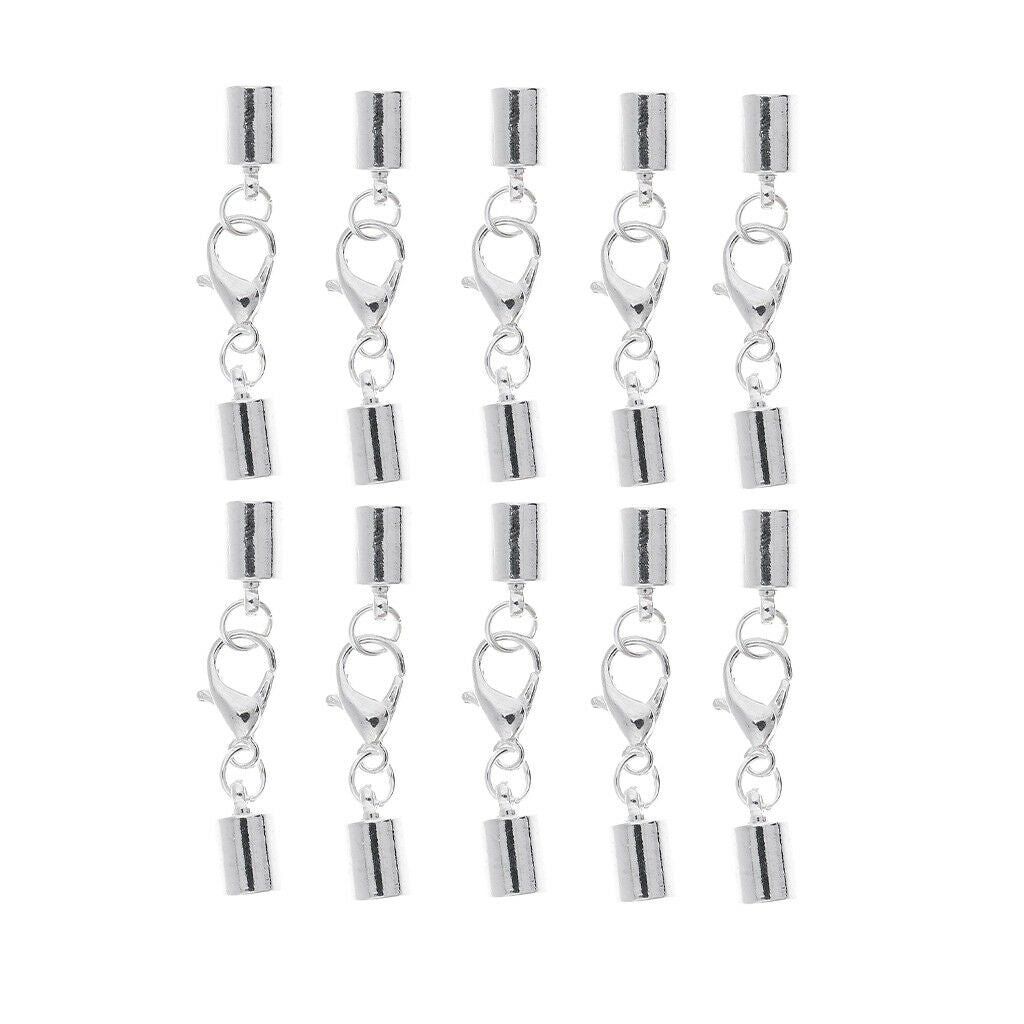 10pcs Leather Cord End Caps with Lobster Clasp for DIY Bracelet Necklace