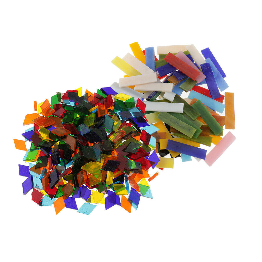 320Pc Shapes Glass Mosaic Tiles Various Colours DIY Arts Crafts 11MM 10X40MM