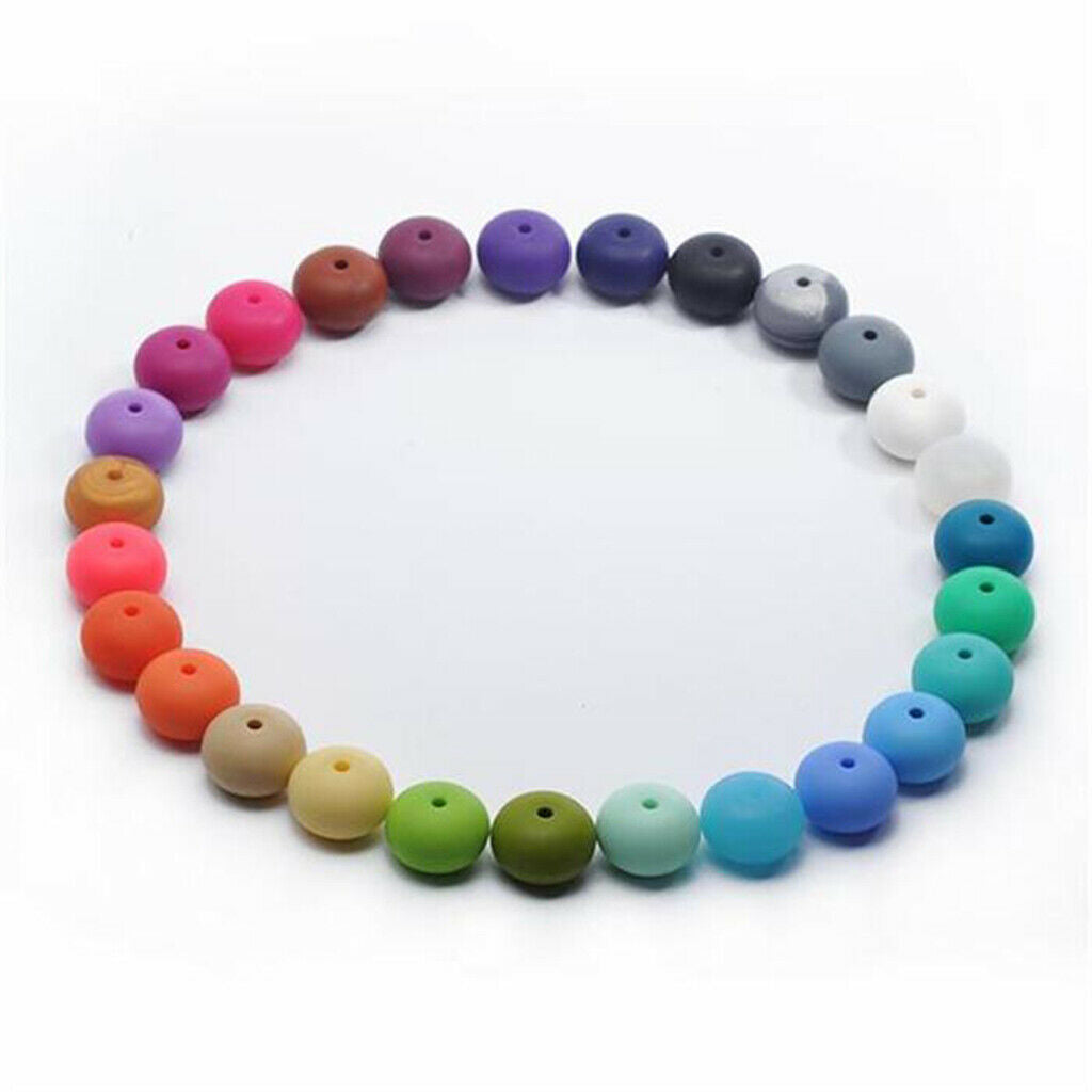Baby BPA Free Silicone Teething NecklaceTeether Round Beads White
