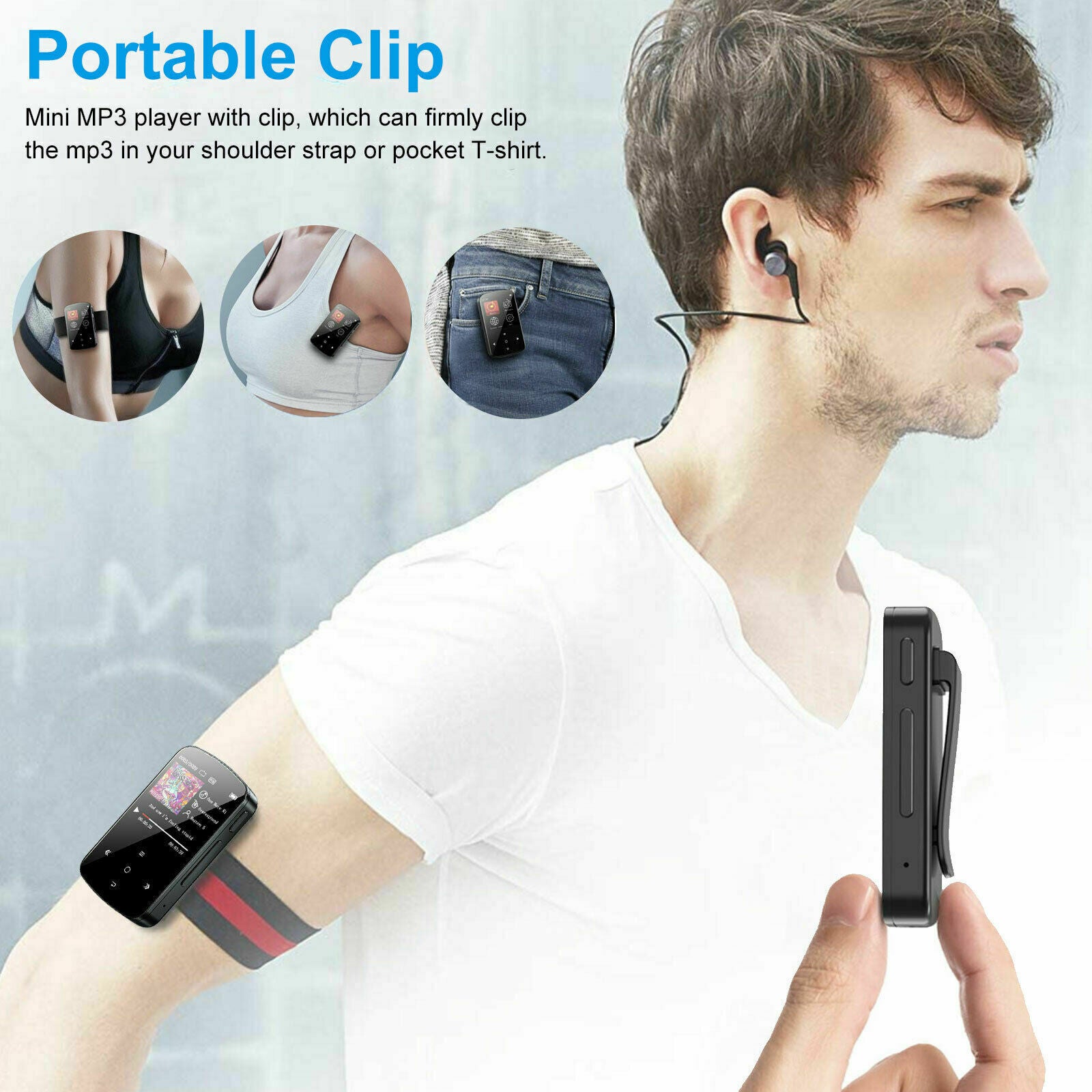 32GB HiFi Lossless Sound FM Radio Bluetooth MP3 Player Clip Music Voice Recorder
