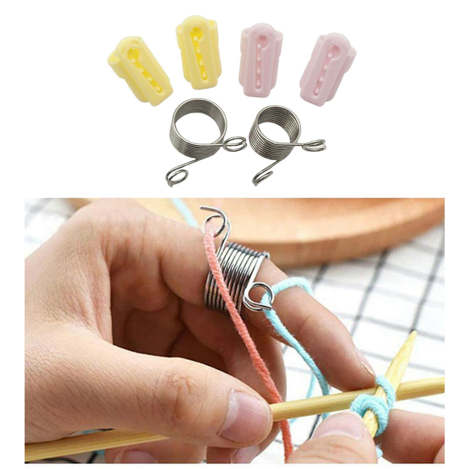 6x Yarn Guide Finger Holder Knitting Thimble Tool for Crochet Sewings Art Crafts