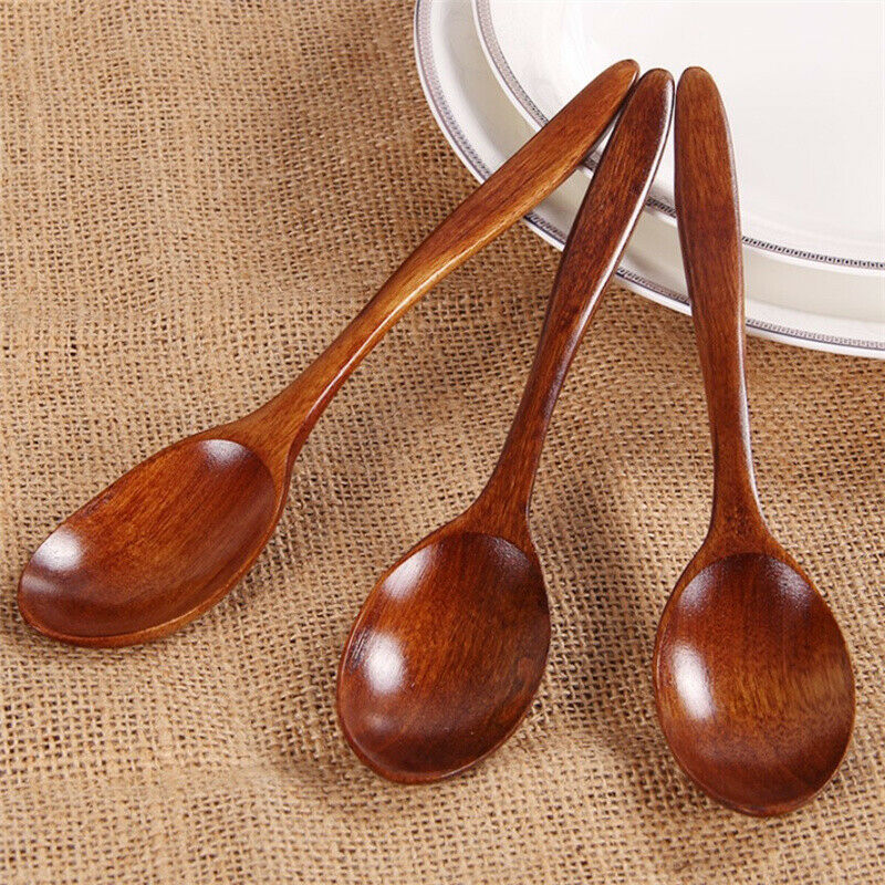 Wooden Spoon Bamboo Kitchen Cooking Utensil Tool Soup Teaspoon Catering A.l8