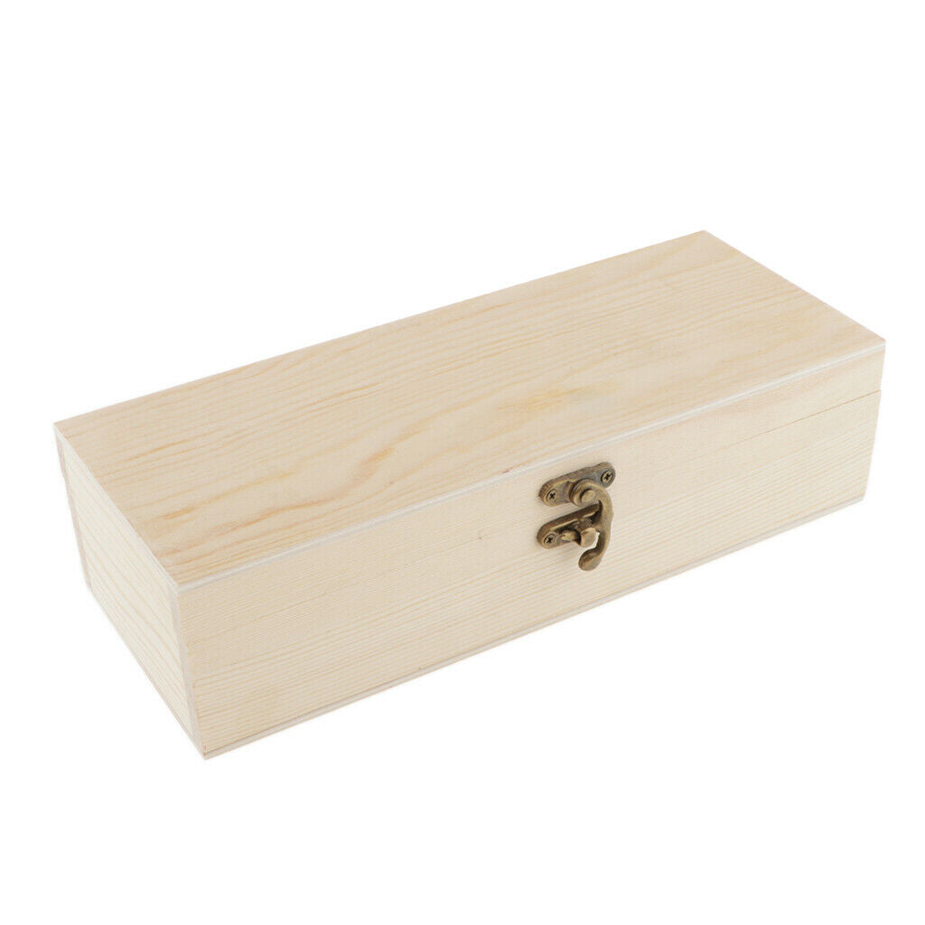 Wood Jewelry Box Tea Box Earring Ring Storage Box Holder w/ Clasp 4 Grids