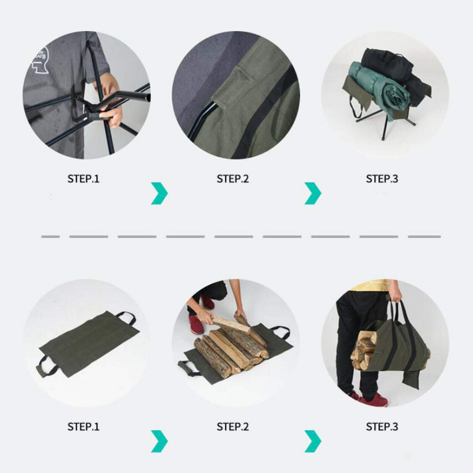 Firewood Carrier Heavy Duty Wood Tote Bag Log Holder for Camping Cooking