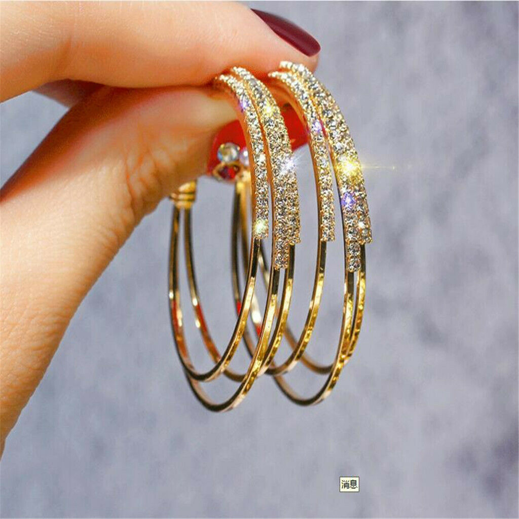 Pair Geometric Earrings Hoop Earring for Women Wedding Party Decor Golden
