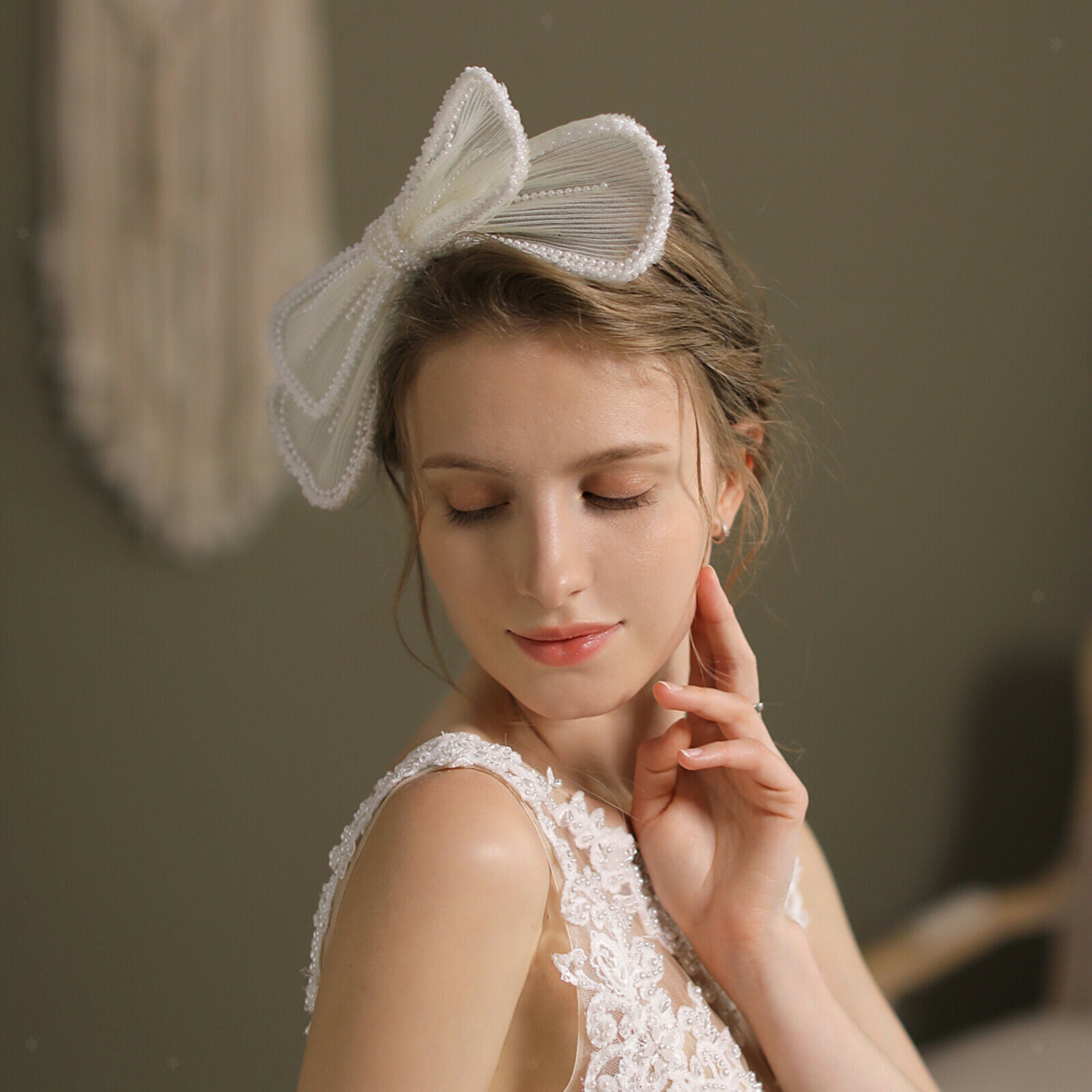 Pearls Bows Hair Clip Handmade Elegant Large Bowknot Hairpin Party Headpiece