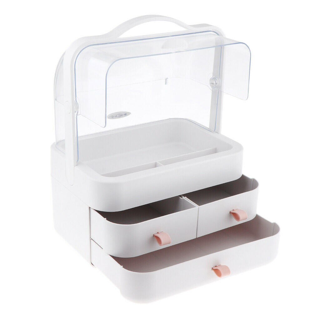 3 Tiers Empty Makeup Case Drawer Organizer Dividers Storage Box Pink String