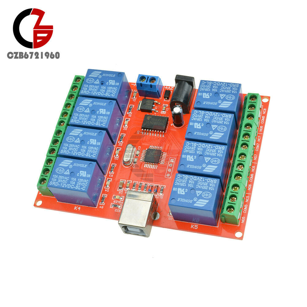 8CH 8 Channel DC 12V Relay Control Board USB ULN2803 Driver Module For AVR ARM