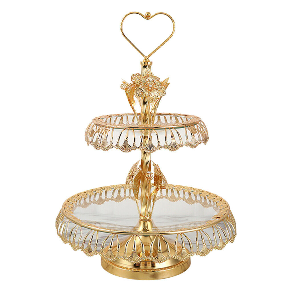 Luxury Round 2-layer Fruit Tray Nut Candy Fruit Bowl Hotel Decorations