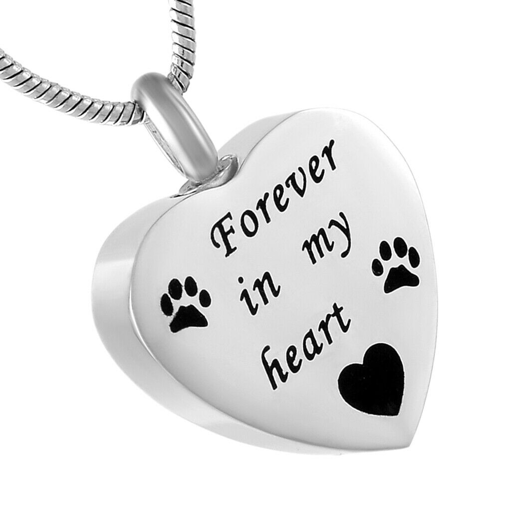 Stainless Steel Heart Cremation Urn Ash Necklace - Forever ion My Heart