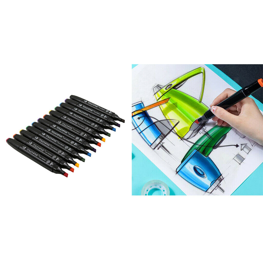 12x Oil Based Paint Markers Pen Dual Tip Art Permanent Paints Pen For Rock Glass