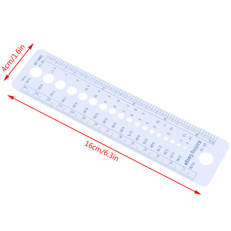 2-10mm Sew Ruler Tools Knitting Needle Gauge Inch cm Ruler Measure Sewing.l8