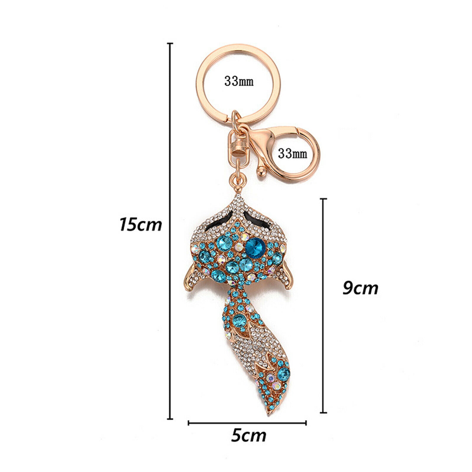 2pcs Fox Keychain Bag Handbag Tail Tag Key Ring Rhinestone Bag Hanging Pendant