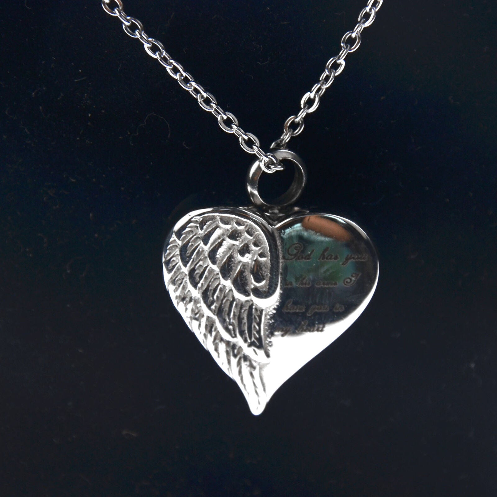 New Angel Heart God has you in his Arms Urn Ashes Cremation Memorial Necklace