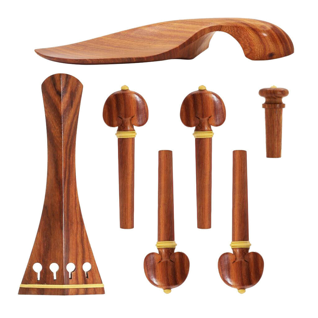 Red Wood Tailpiece, Tuning Pegs, Endpin, Chin Rest Full Set for 4/4 Violin