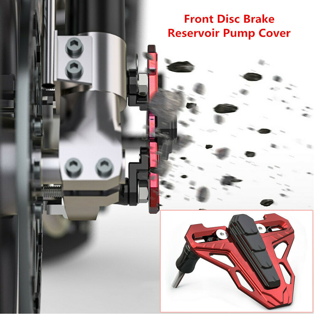 8MM Motorcycle CNC Alloy Front Disc Brake Reservoir Pump Cover Red+Black Durable