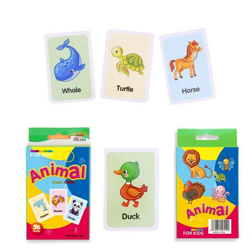Color Shape &Animal Preschool Flashcards for Kids Letter Word Recognition,