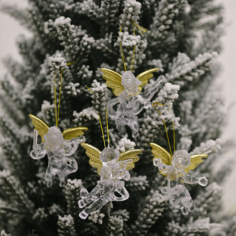 4Pcs Christmas Tree Hanging Transparent Angel Decoration for Xmas Party Ornam KX