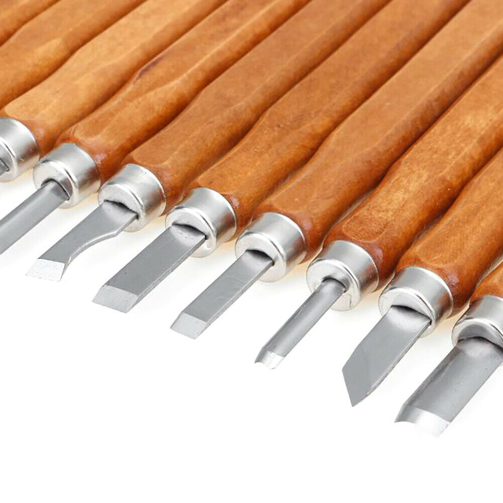 12 Wood Carving Tools Set for Beginners with Wooden Handles and Storage Case