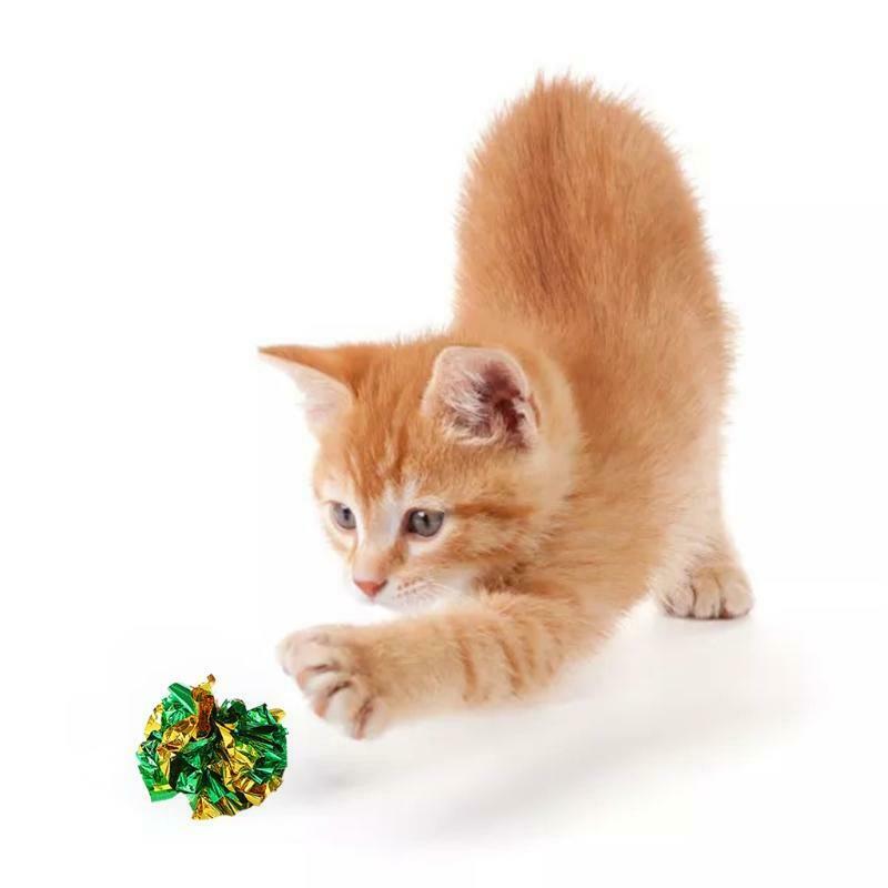 12 Pack Crinkle Balls for Cat 3 Variety Color Cat Mylar Paper Ball Double-Color