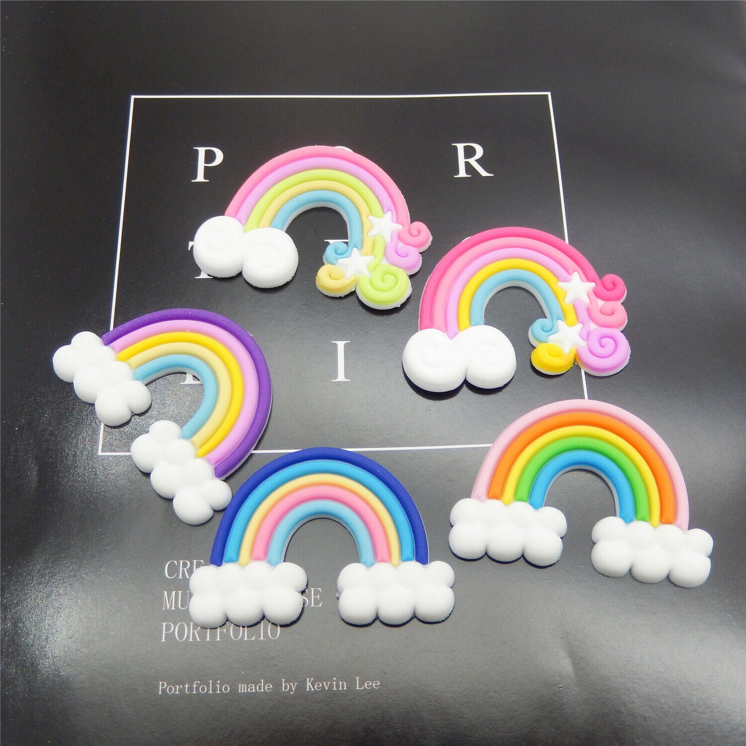 20pcs Random Mixed Polymerclay Rainbow Cloud Flatback Cabochons DIY Accessories