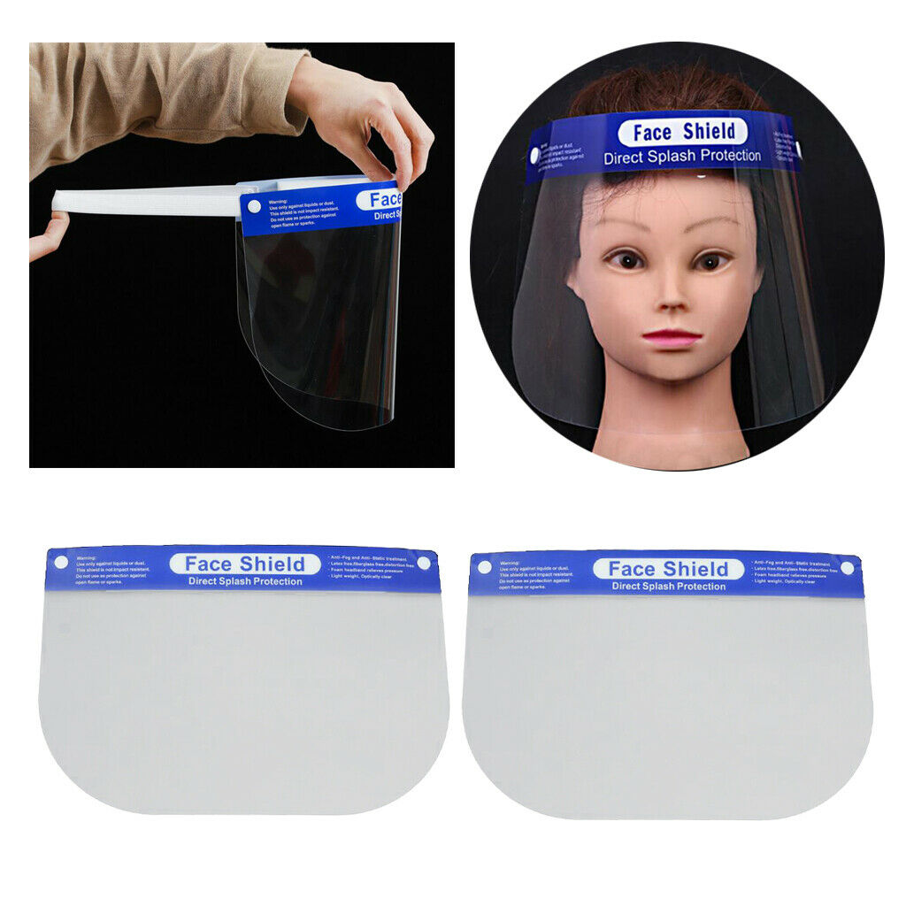 2x Safety Full Face Shield Guard Protector Reusable Clear Goggles Visor