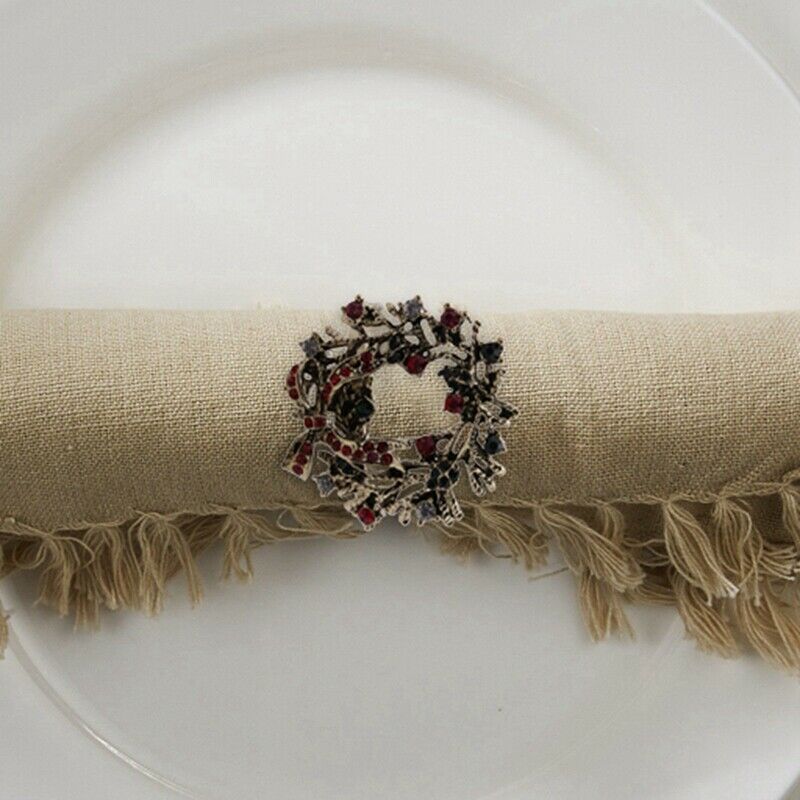 6Pcs Christmas Wreath Napkin s Metal Napkin Buckle Napkin Holder Napkin CircleJ1