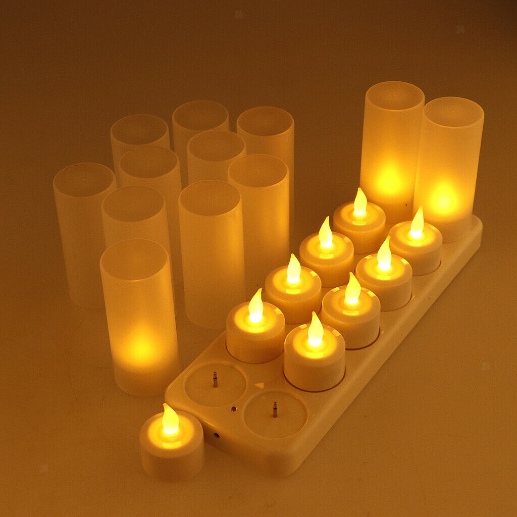 12pcs Rechargeable LED Electronic Candle Light Flameless Flickering Candles