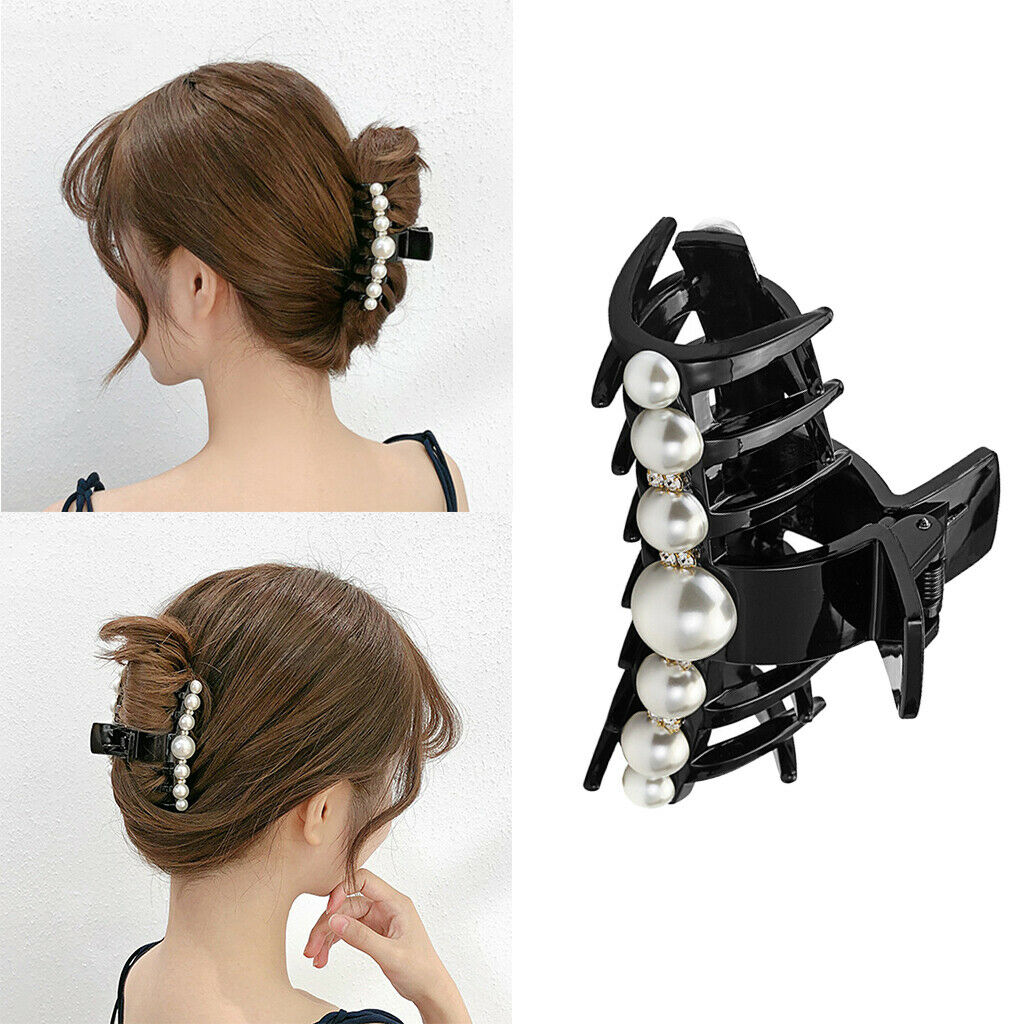 Womes Retro Style Pearls Hair Claw Pins Crystal Hair Clip Hair Jewelry