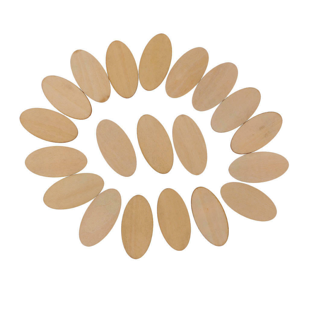 40pieces Natural Unfinished Wood Ellipse Cutout Shaped - 1.5 mm Thick Unpainted