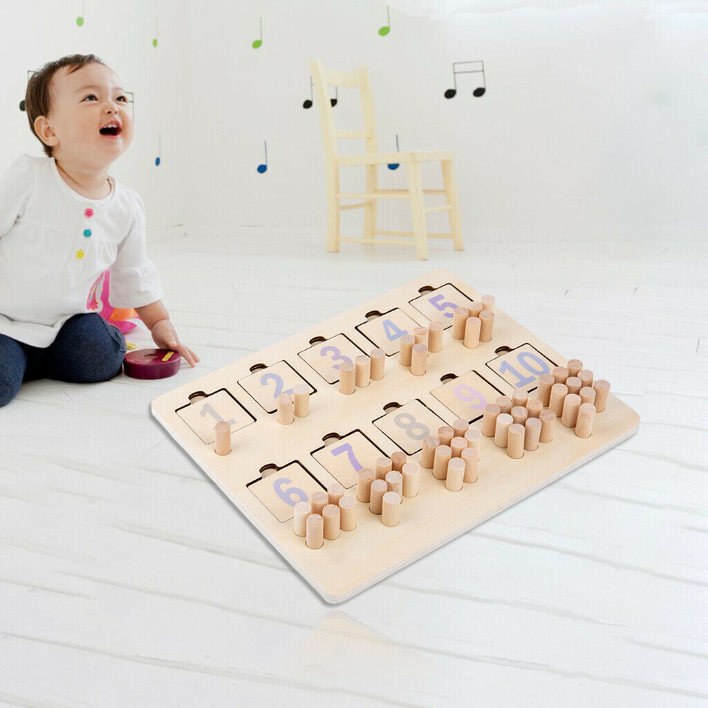 Kids Wood Montessori Math Toys Number Matching Board for Kids 2-5 Years Old