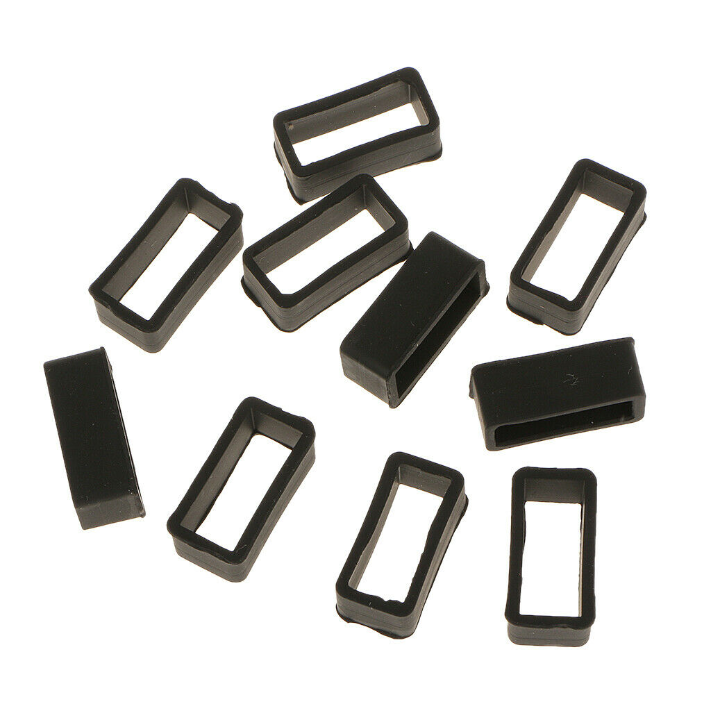 10Pcs Black Rubber Replacement Keeper Loops  Strap End Holder 18mm