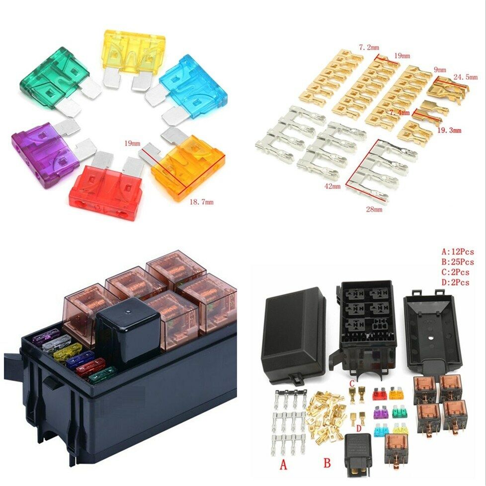 Durable Fuse Box Auto 6 Relay Block Holders 5 Road For Car Trunk ATV Insurance