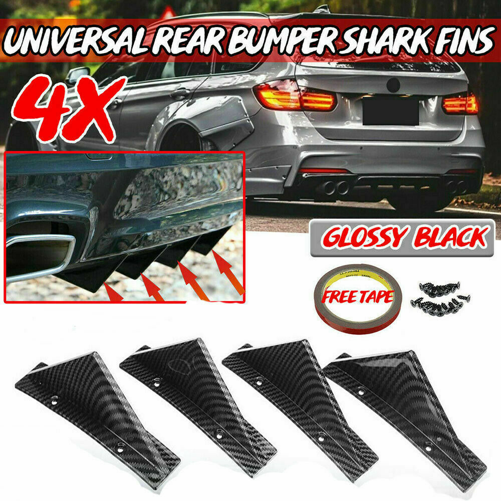 4X Universal Carbon Fiber Car Bumper Diffuser Fin Spoiler Lip Wing Splitter Hot