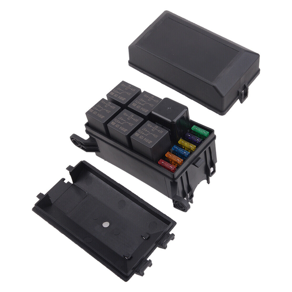 Car 6-Way 12-Slot Fuse Box Relay with 41pcs Pins ATC/ATO Fuses Holder