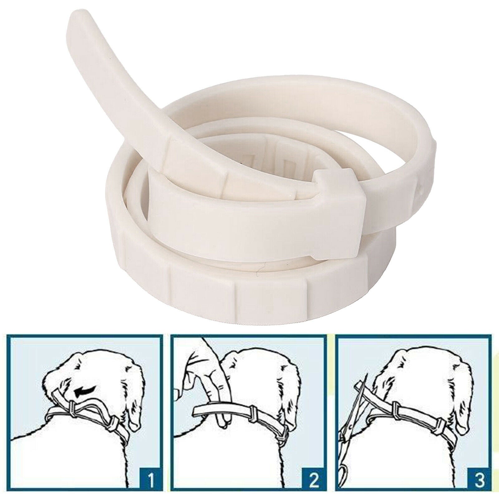 Dog Cat Flea and Tick Collar Prevention Natural Waterproof White for Dog