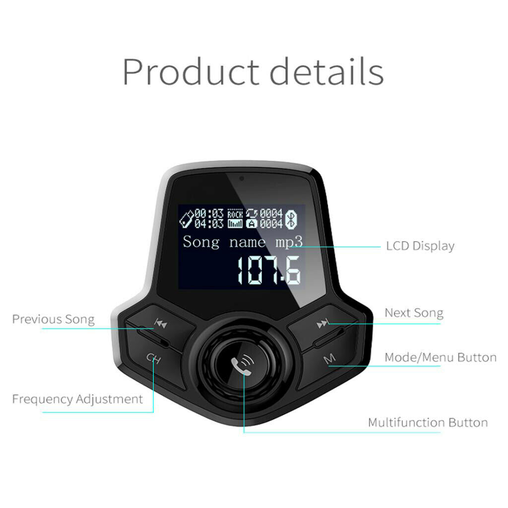 Bluetooth Car Kit Wireless FM Transmitter Dual USB Charger MP3 Player