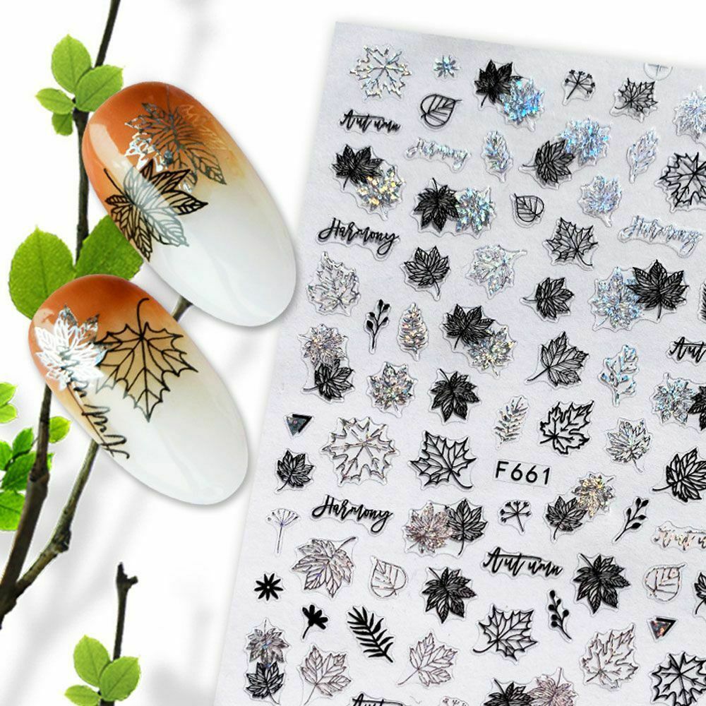 Accessories Fashion Various Decoration Maple Leaves Self Adhesive Nail Stickers