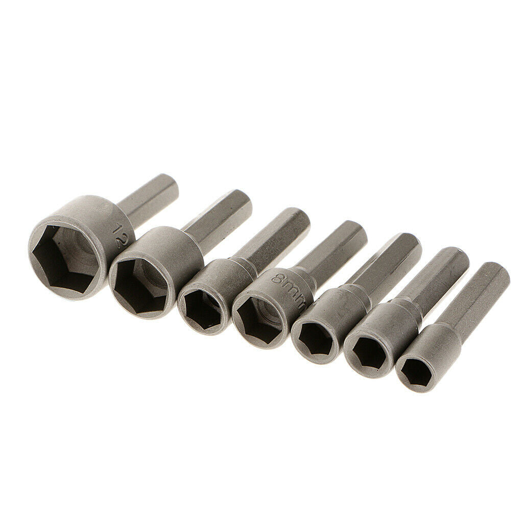14 Power Nut Driver Drill Bit SAE Metric Socket Wrench Screw 1/4'' Hex Shank