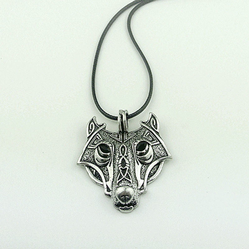 Fashion Mens Retro Stainless Steel Wolf Animal Head Pendant Necklace Chain HS