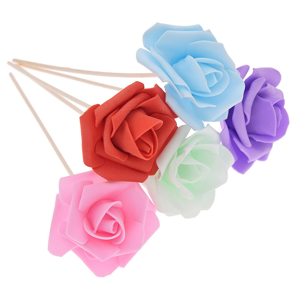 5Pcs Mixed Color Rose Flower Rattan Reed No Fire Aroma Diffuser Refill Sticks