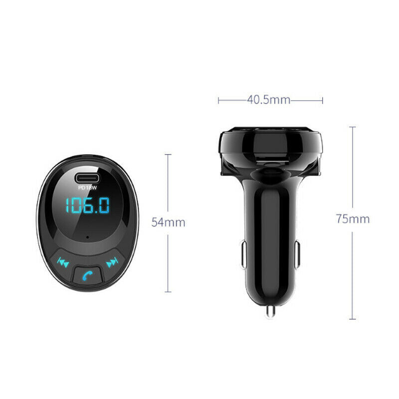 Car Truck Bluetooth MP3 Music Player Digital Display Dual USB Car Phone Charger