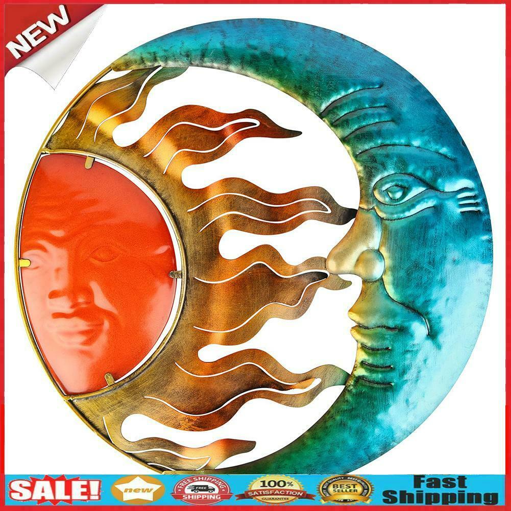 Metal Sun and Moon Stars Hanging Wall Art Sculpture Indoor Outdoor Art Decor @