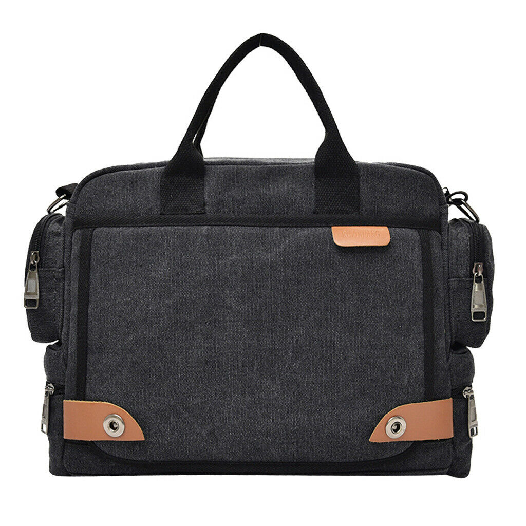 Men's Cross Body Messenger Over Shoulder Canvas Bag for Outdoor Casual Black